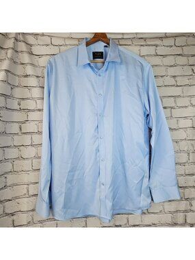 Flex Mens M Luxury Collection Silk Dress Shirt Blue Long Sleeve Button Wedding